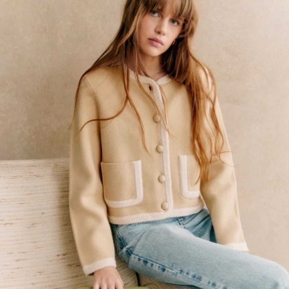 Sezane Auguste Cream Cardigan